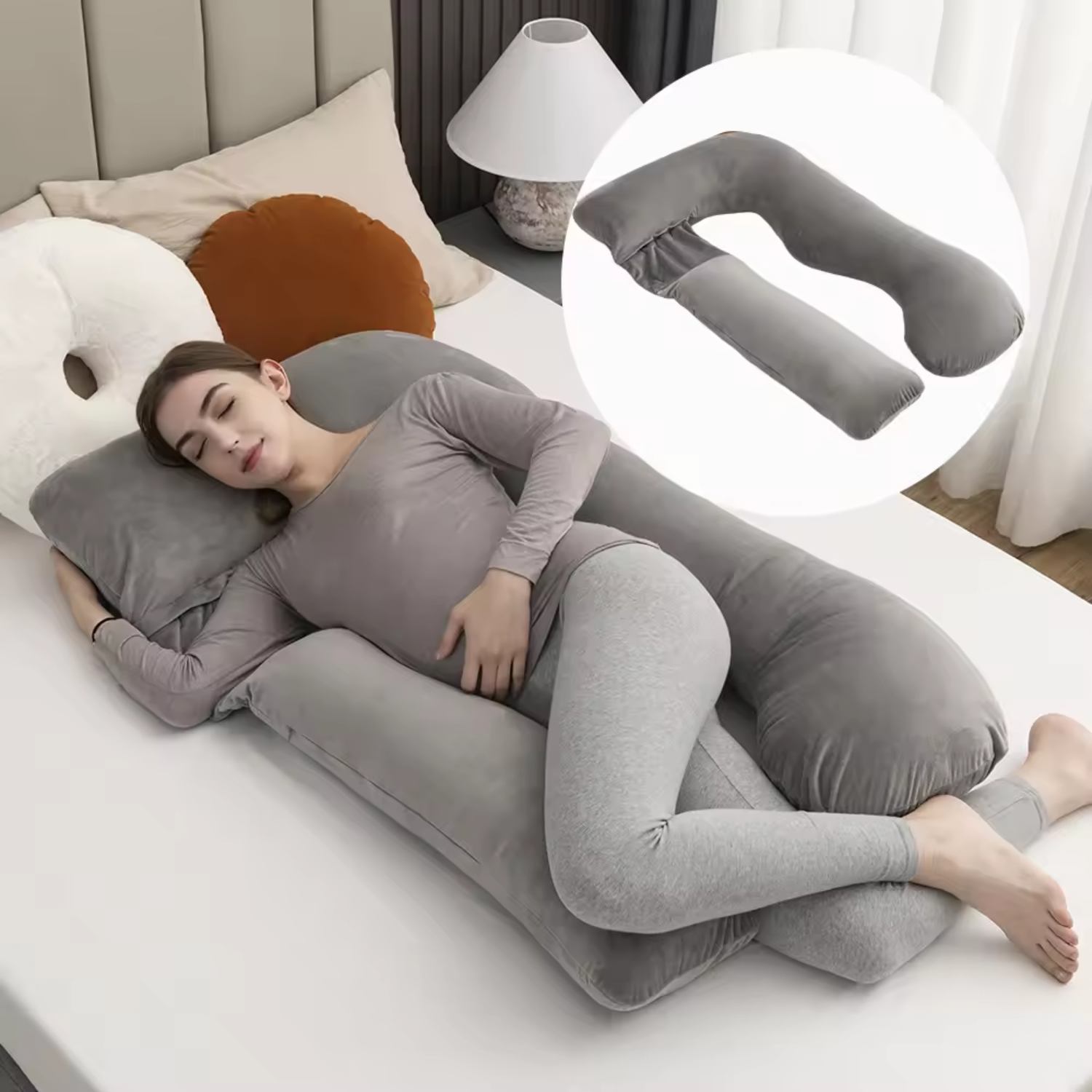 Pregnancy Pillow U Shape Full Body Maternity Support Pillow with Zippe SHEIKHS