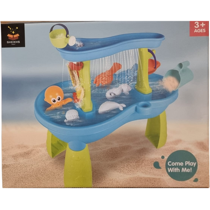 2 Tier Outdoor & Summer Beach Water Sand Activity Table Toy Set for Kids