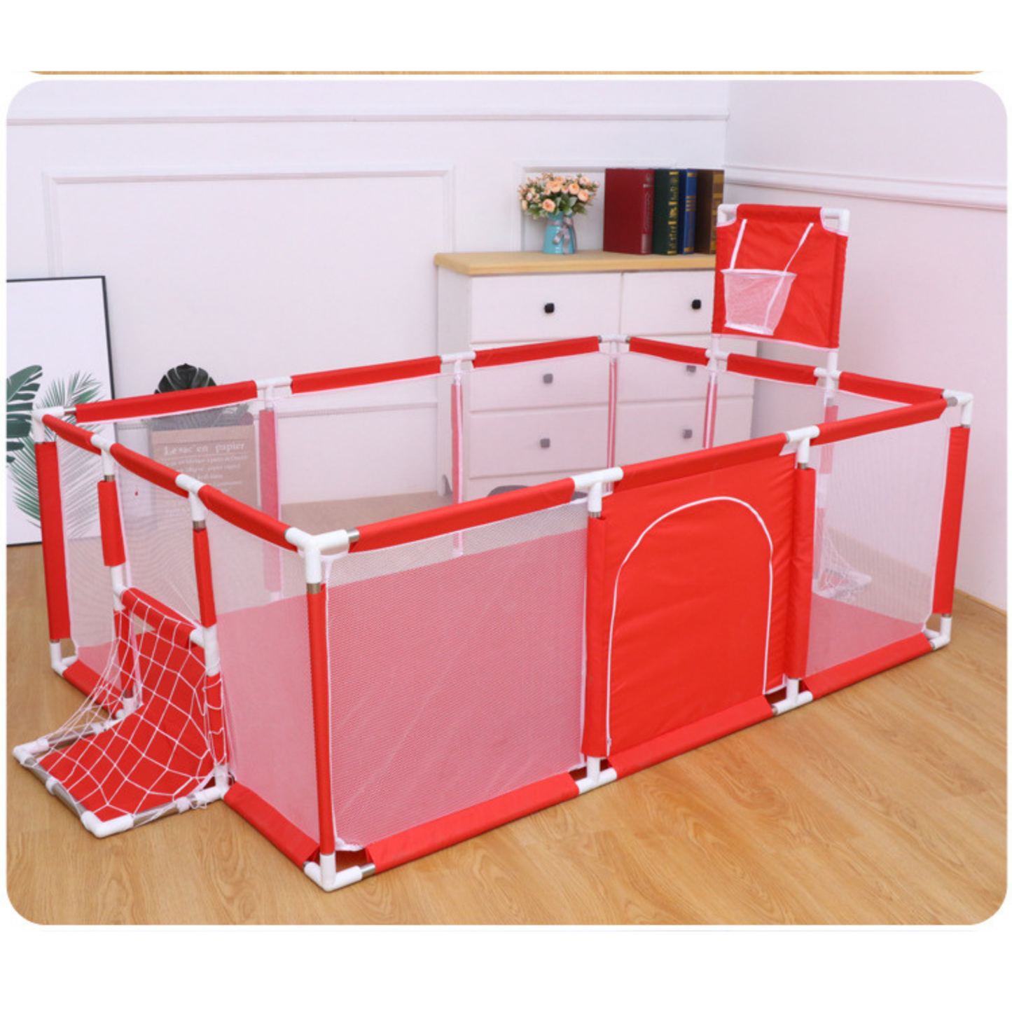 Portable Playpen for Toddlers Kids Children baby with Mat & Balls