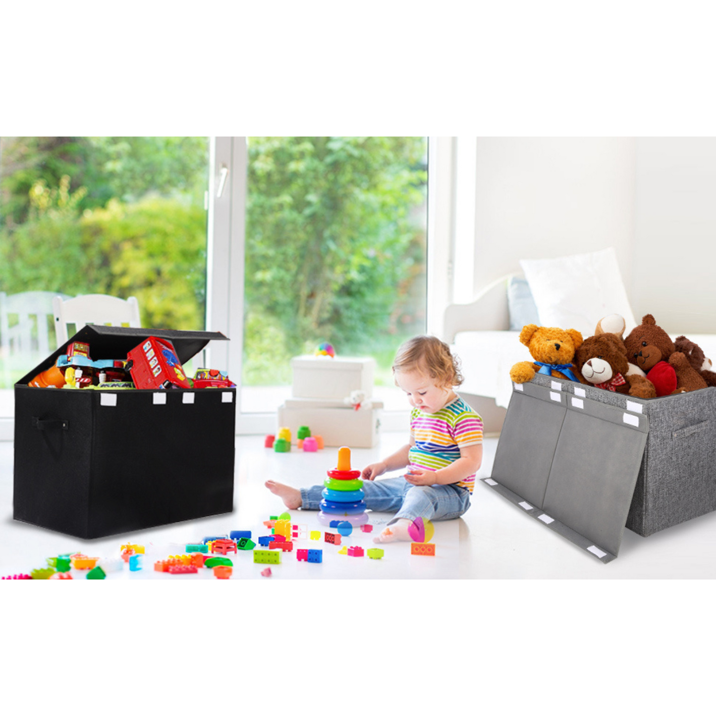 Toy Box Chest with Lid - Large, Collapsible & Sturdy Organizer