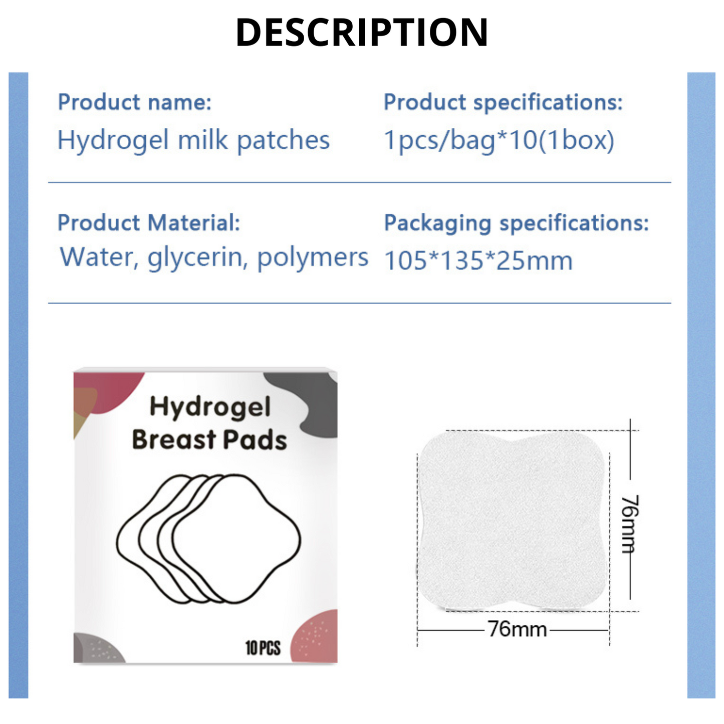 Hydrogel Breast Pads Instant Long Cooling Relief breastfeeding Sore Nipples