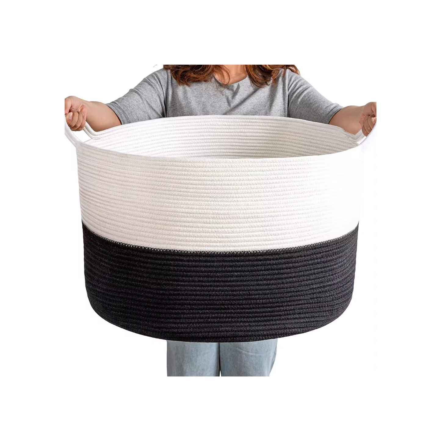 Sheikhs Versatile Natural Cotton Rope Round Storage Baskets Extra Large