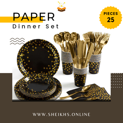 Disposable Tableware in Black & Gold