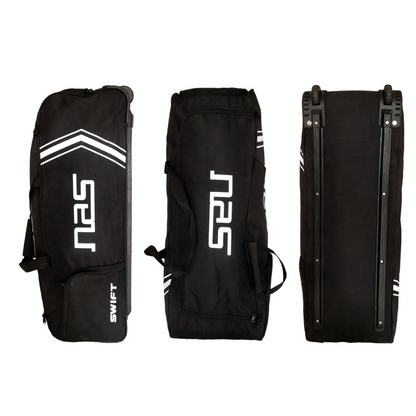 NAS Swift Cricket Duffle K Bag for Adults, Boys, Girls, Unisex with Wheels - Black, White