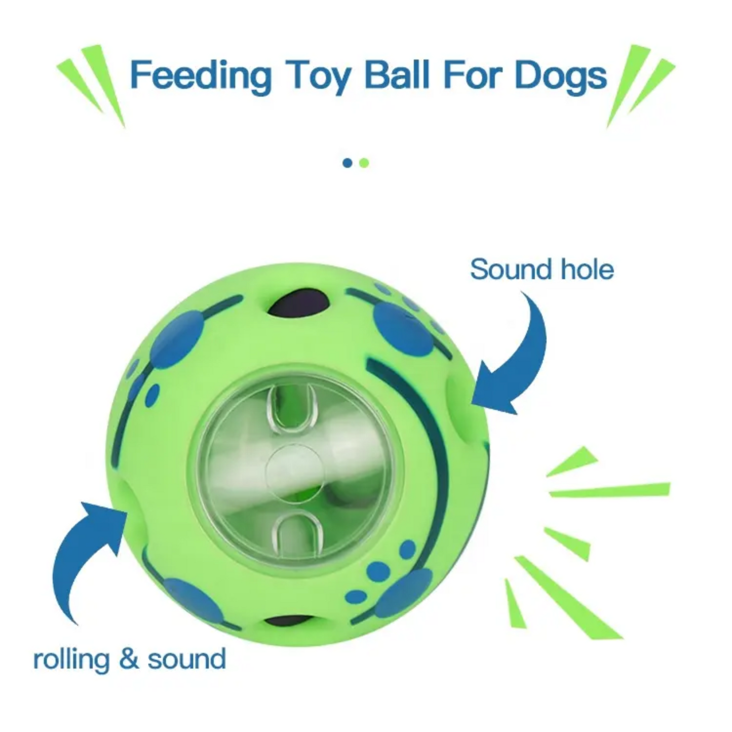 Interactive Dog Treat Ball Toy Sound-Prompted Movement Driven Battery Free