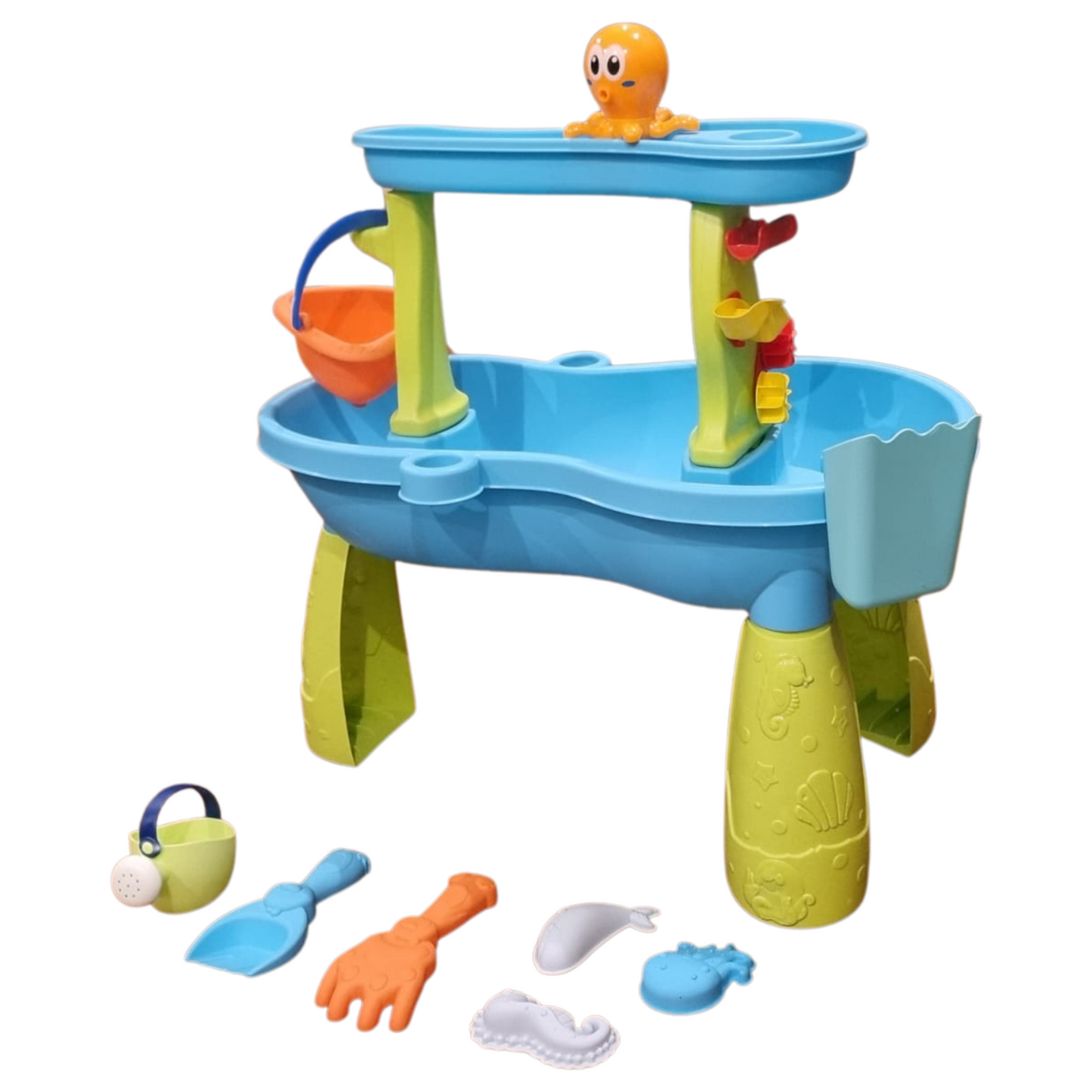 2 Tier Outdoor & Summer Beach Water Sand Activity Table Toy Set for Kids