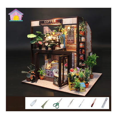 Interactive Wooden Coffee Shop Building Set for Boys, Girls, Kids & Teens