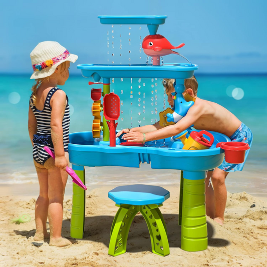 3 Tier Outdoor & Summer Beach Water Sand Activity Table Toy Set for Kids