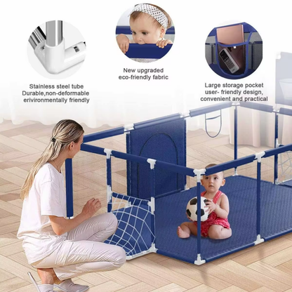 Portable Playpen for Toddlers Kids Children baby with Mat & Balls