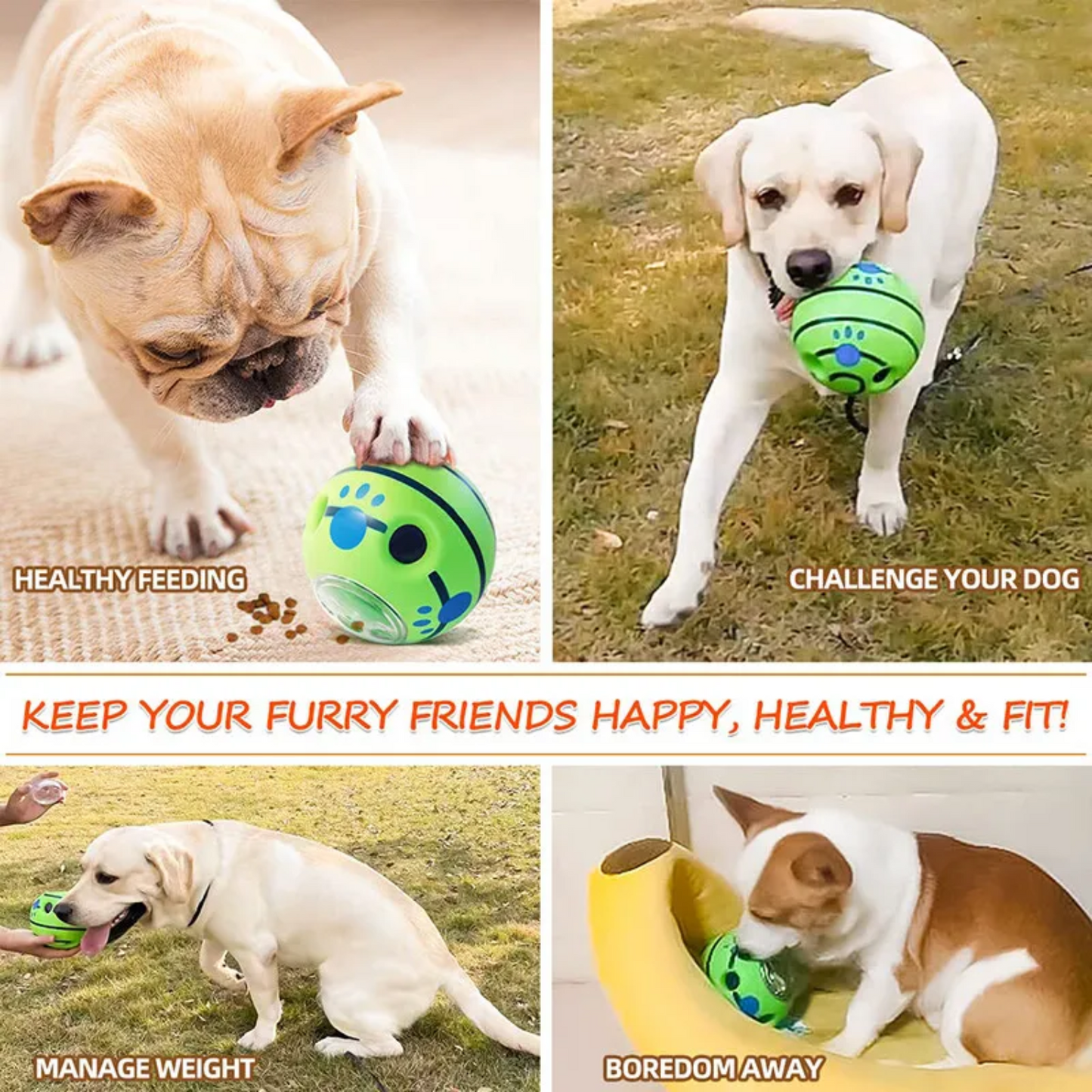 Interactive Dog Treat Ball Toy Sound-Prompted Movement Driven Battery Free