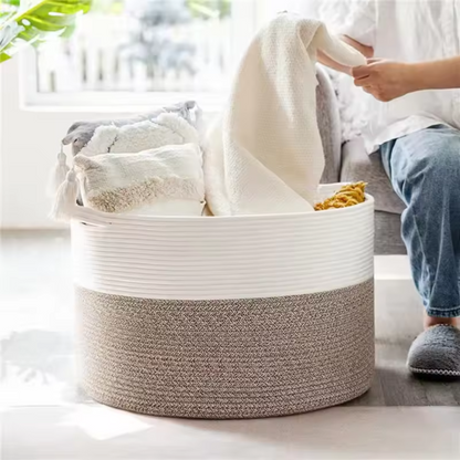 Sheikhs Versatile Natural Cotton Rope Round Storage Baskets Extra Large