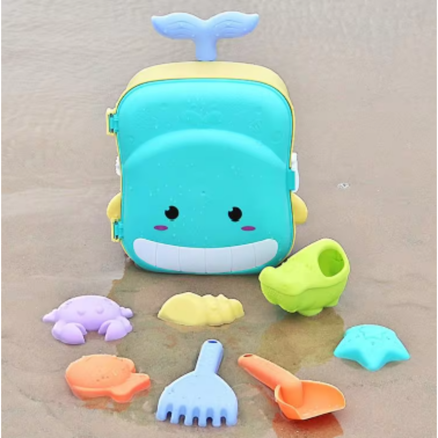 Beach Toy Set Trolley Sand Bucket Suitcase for Toddler Kids Children 8 PC