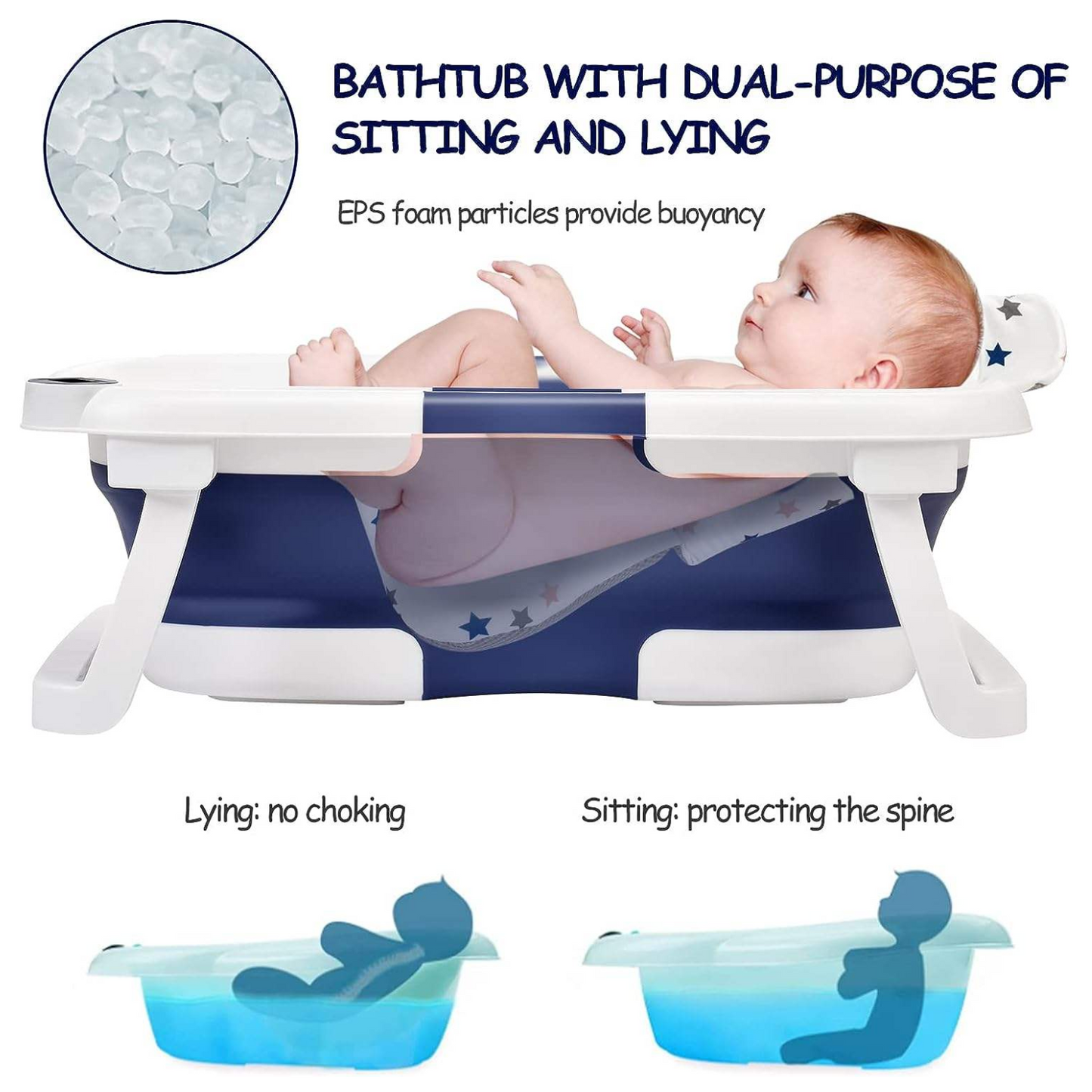 Portable Non-Slip Baby & Infant Bath Tub With Cushion & Temperature Sensor