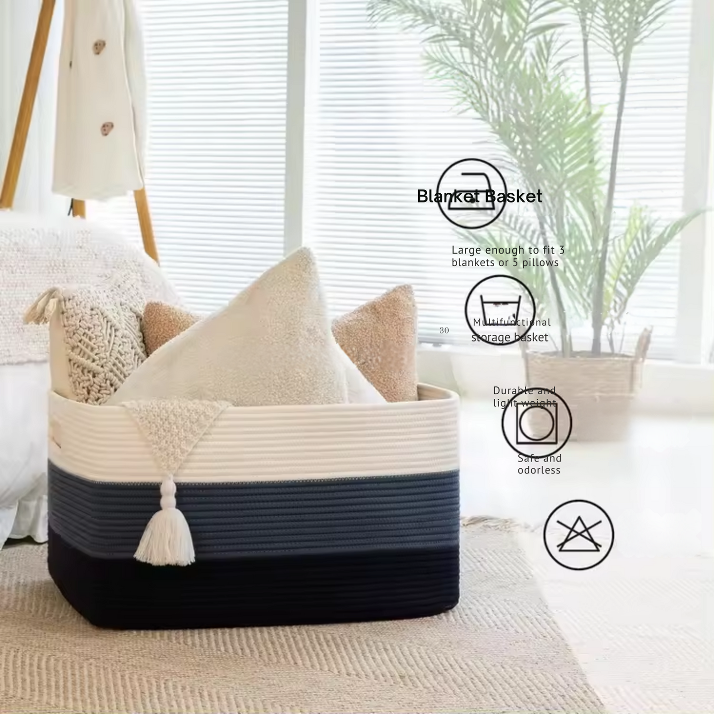 Sheikhs Versatile Natural Cotton Rope Storage Baskets Extra Large