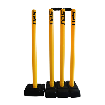 NAS Cricket Pop Up Plastic Stumps Wickets with 4 Stumps 2 Bases & 3 Bails