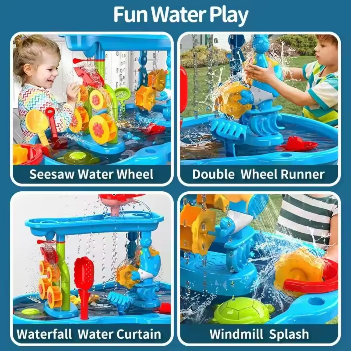 3 Tier Outdoor & Summer Beach Water Sand Activity Table Toy Set for Kids