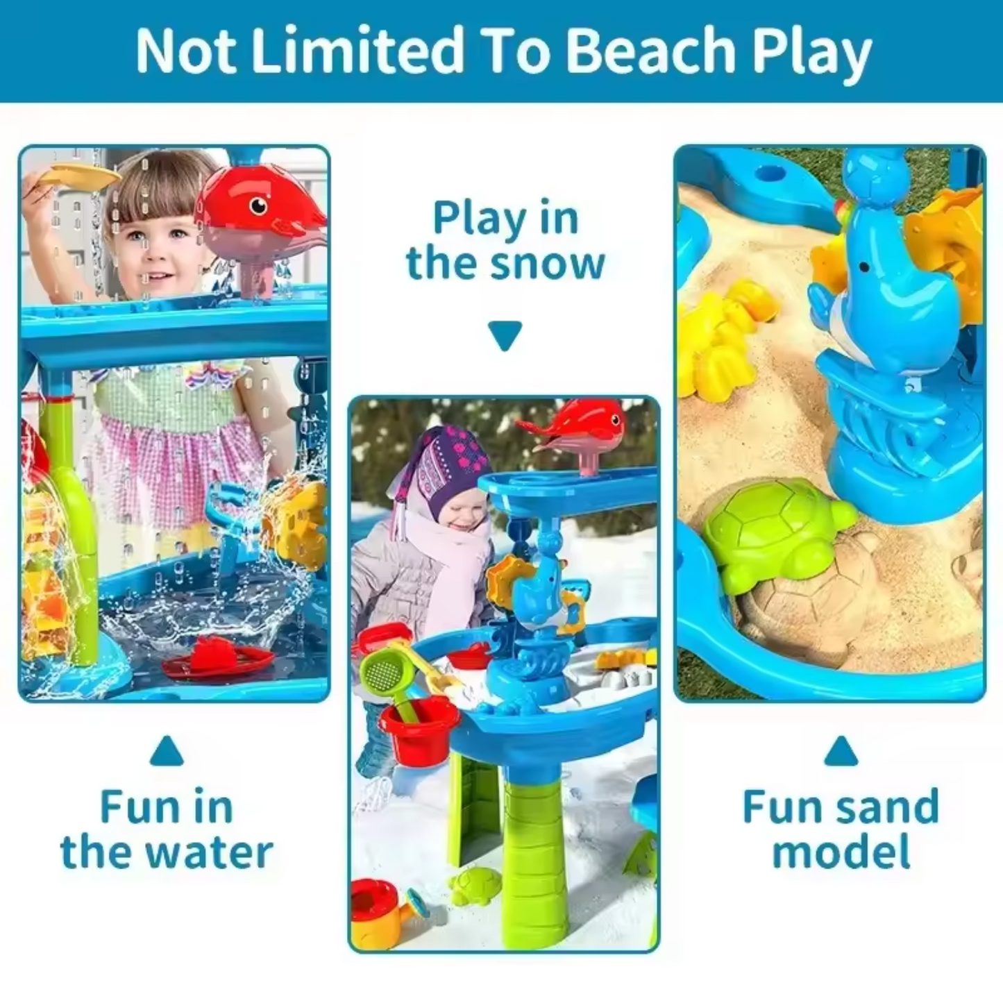 3 Tier Outdoor & Summer Beach Water Sand Activity Table Toy Set for Kids