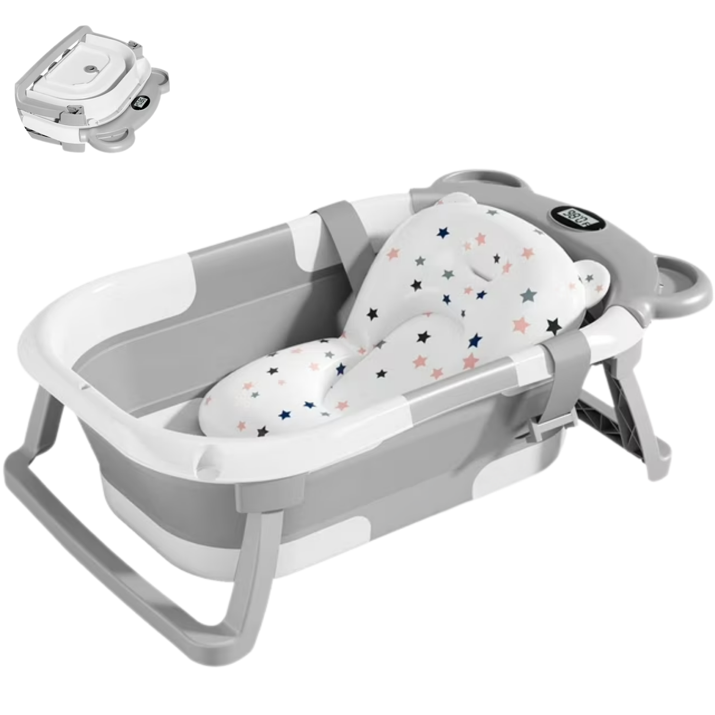 Portable Non-Slip Baby & Infant Bath Tub With Cushion & Temperature Sensor