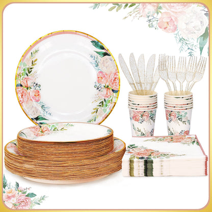 Disposable Dinnerware Spring Design for 25 Guests