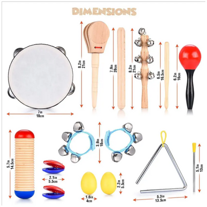 Wooden Musical Instrument Set for Kids, Babies & Toddlers