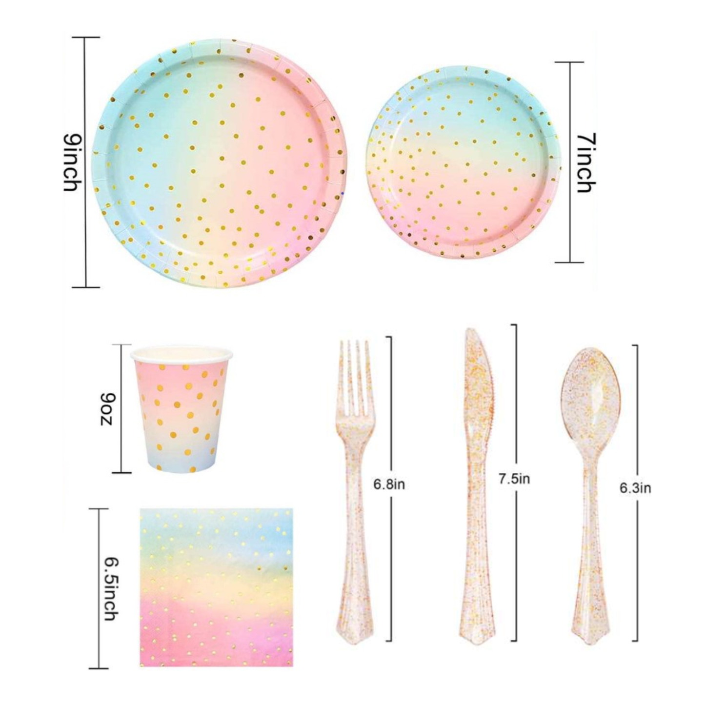 Disposable Dinnerware in Rainbow for 25 Guests