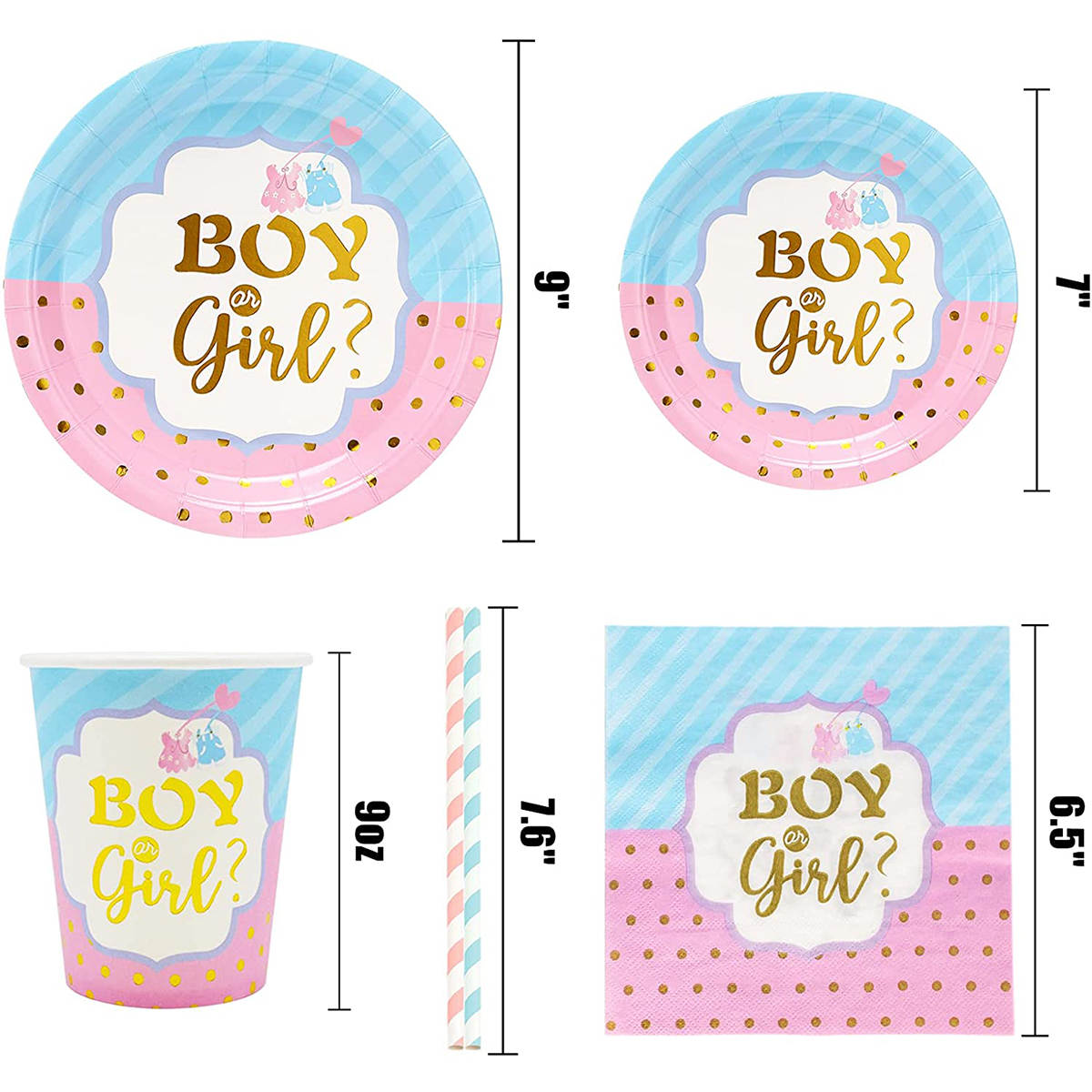 Disposable Gender Reveal Dinnerware for 25 Guests