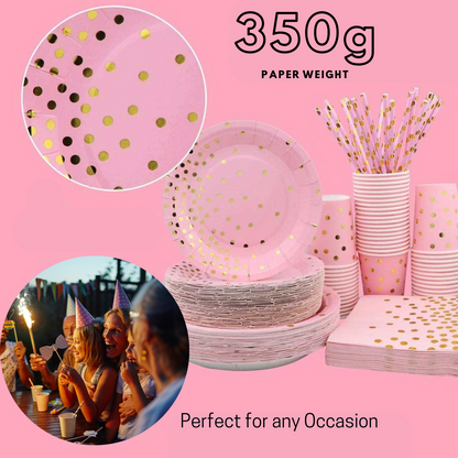 Disposable Partyware & Tableware Pink Set